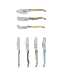French Home Laguiole Mother of Pearl Cheese Knife and Spreader Set, 7 Piece.