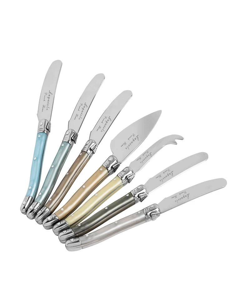 French Home Laguiole Mother of Pearl Cheese Knife and Spreader Set, 7 Piece.