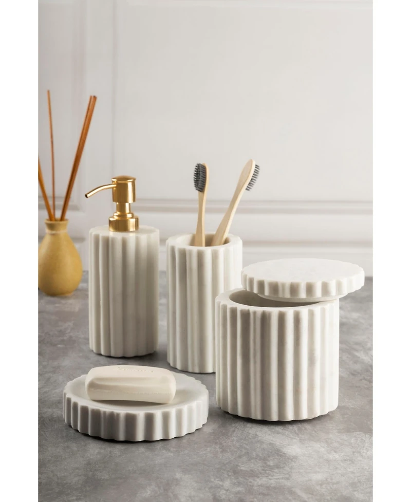 Gauri Kohli Roksana White Marble Bath Accessories, Set of 4