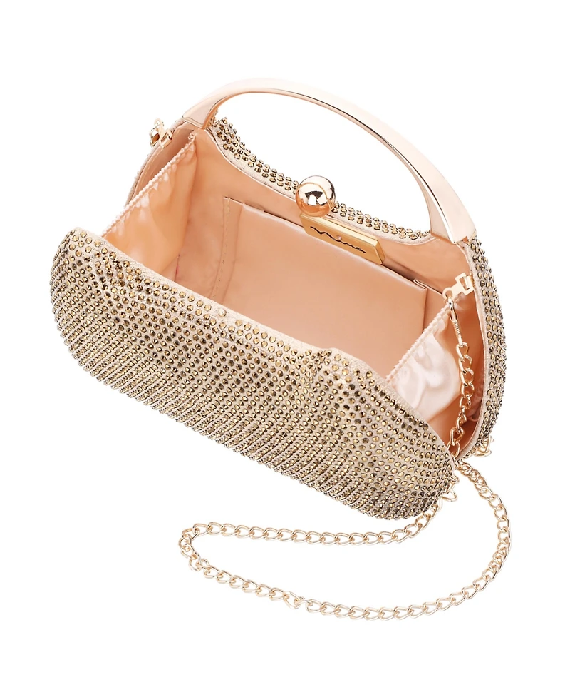 Nina Crystal Minaudiere with Metal Handle