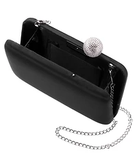Nina Satin Minaudiere Crystal Clasp Clutch