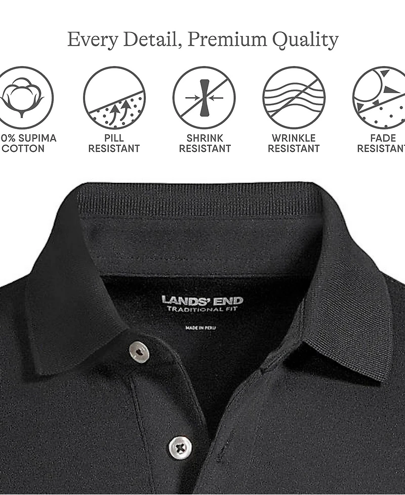 Lands' End Men's Short Sleeve Cotton Supima Polo Shirt