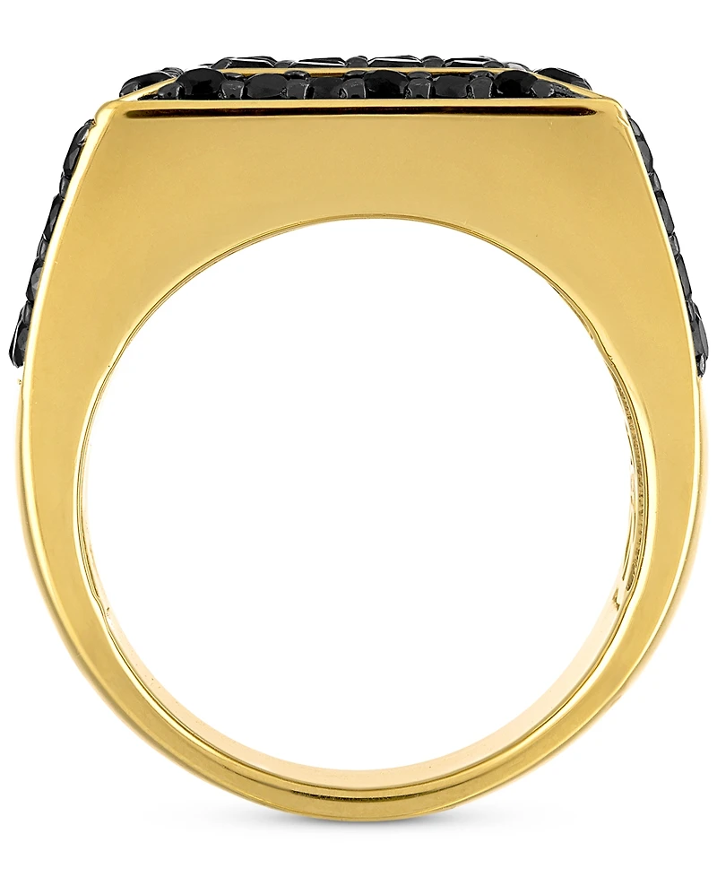 Esquire Men's Jewelry Black Spinel Square Cluster Ring (4 ct. t.w.) in 18k Gold-Plated Sterling Silver, Created for Macy's