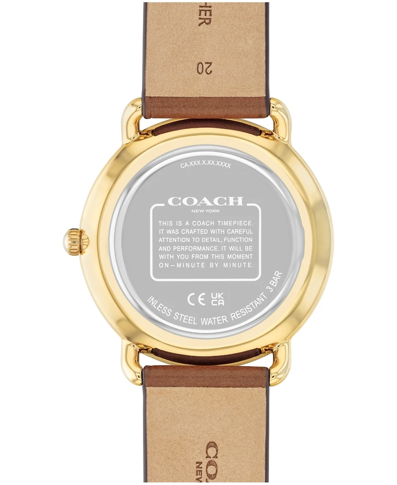 Coach Unisex Elliot Saddle Leather Strap Watch, 40mm