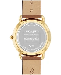 Coach Unisex Elliot Saddle Leather Strap Watch, 40mm