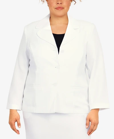 Alfred Dunner Plus Classic Chic Button Front Long Sleeve Jacket