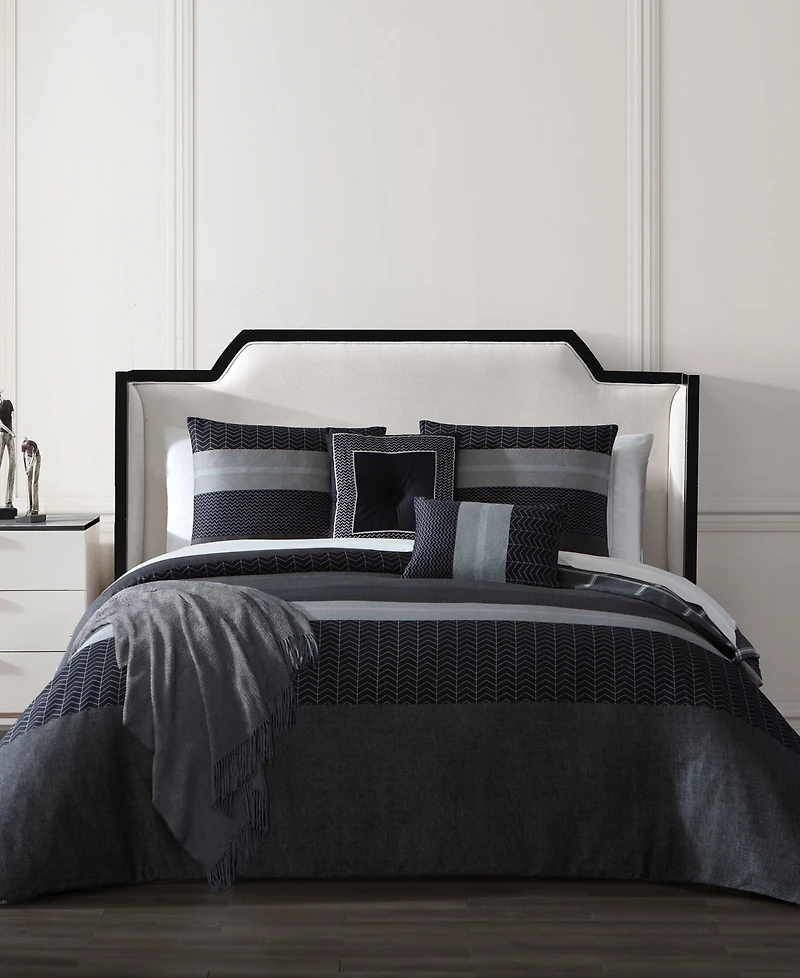 Bebejan Kyle Black Bedding 200 Thread Count 100% Cotton Sateen 5 Piece Reversible King Comforter Set