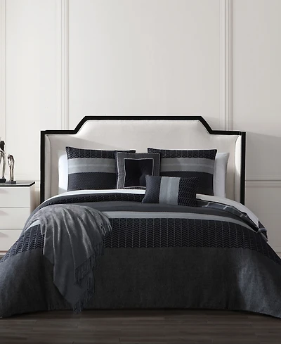 Bebejan Kyle Black Bedding 200 Thread Count 100% Cotton Sateen 5 Piece Reversible King Comforter Set
