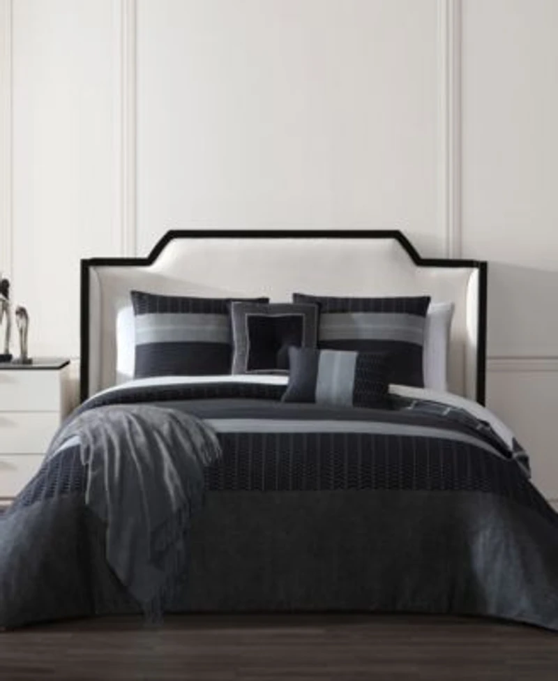 Bebejan Kyle Black Bedding 200 Thread Count 100 Cotton Sateen 5 Piece Reversible Comforter Set