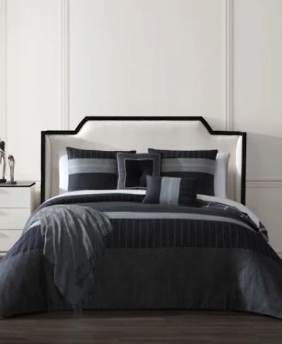 Bebejan Kyle Black Bedding 200 Thread Count 100 Cotton Sateen 5 Piece Reversible Comforter Set