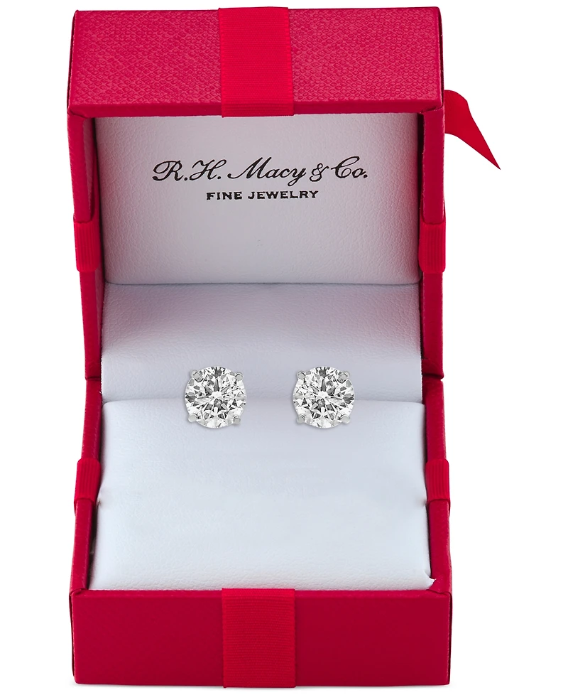 Diamond Stud Earrings (2 ct. t.w.) in 14k White or Yellow Gold