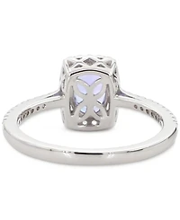 Aquamarine (1-1/4 ct. t.w.) & White Topaz (1/5 Halo Ring Gold-Plated Sterling Silver (Also Tanzanite Morganite)