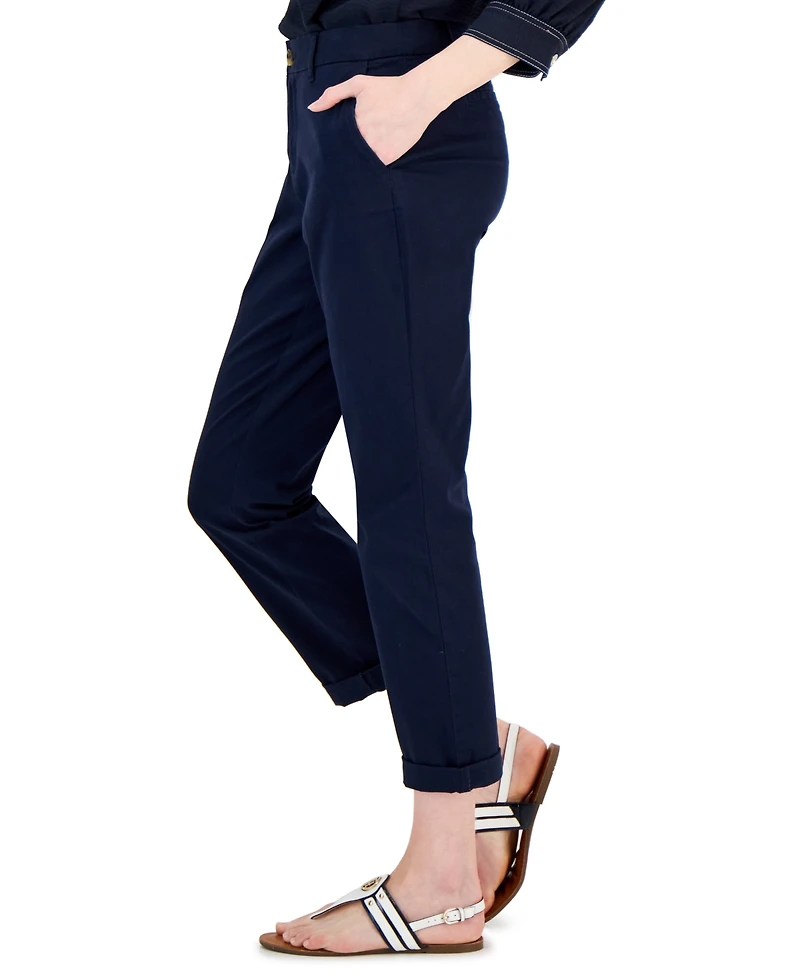 Tommy Hilfiger Women's Th Flex Hampton Cuffed Chino Straight-Leg Pants, Created for Macy's