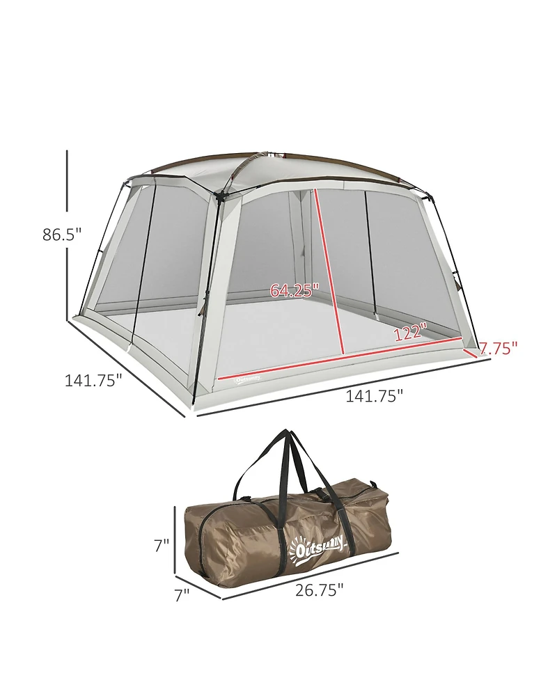 Outsunny Screen Tent, 12' x 12' Screen House Room with UV50+ Protection