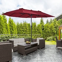 Outsunny Extra Large 15ft Patio Umbrella, Wine
