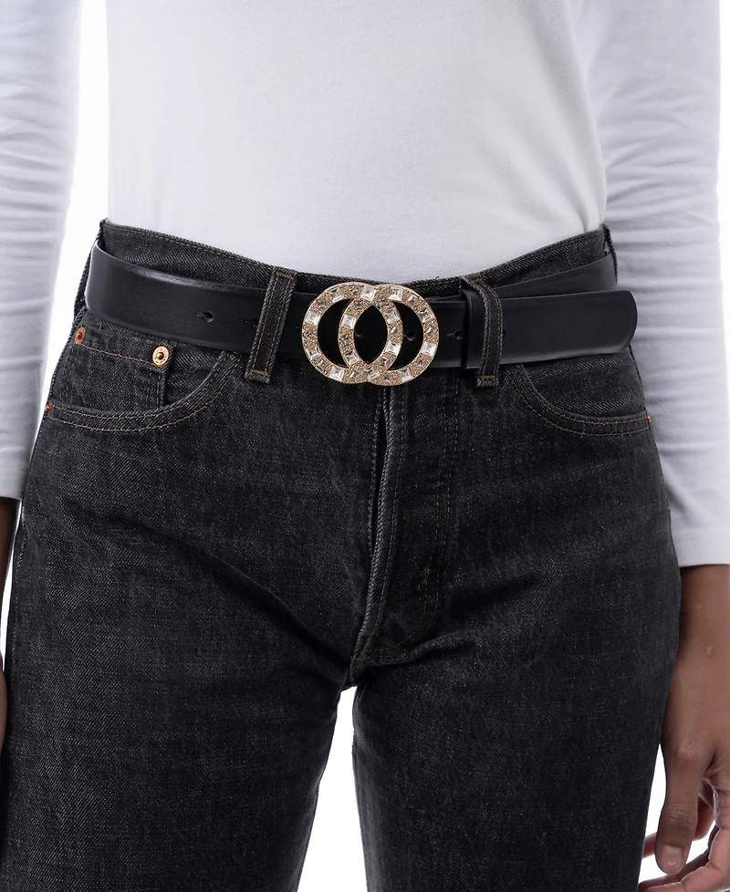 I.n.c. International Concepts Double-Circle Rhinestone Belt, Created for Macy's