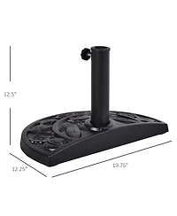 Outsunny 20lbs Half Round Patio Umbrella Base Outdoor Decorative Resin Parasol Stand Holder for 1.5"Dia, 1.9"Dia Pole, for Lawn, Deck, Backyard