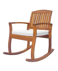 Outsunny Outdoor Rocking Chair with Cushion, Acacia Wood Patio Rocker for Backyard, Patio, Home, Teak Tone