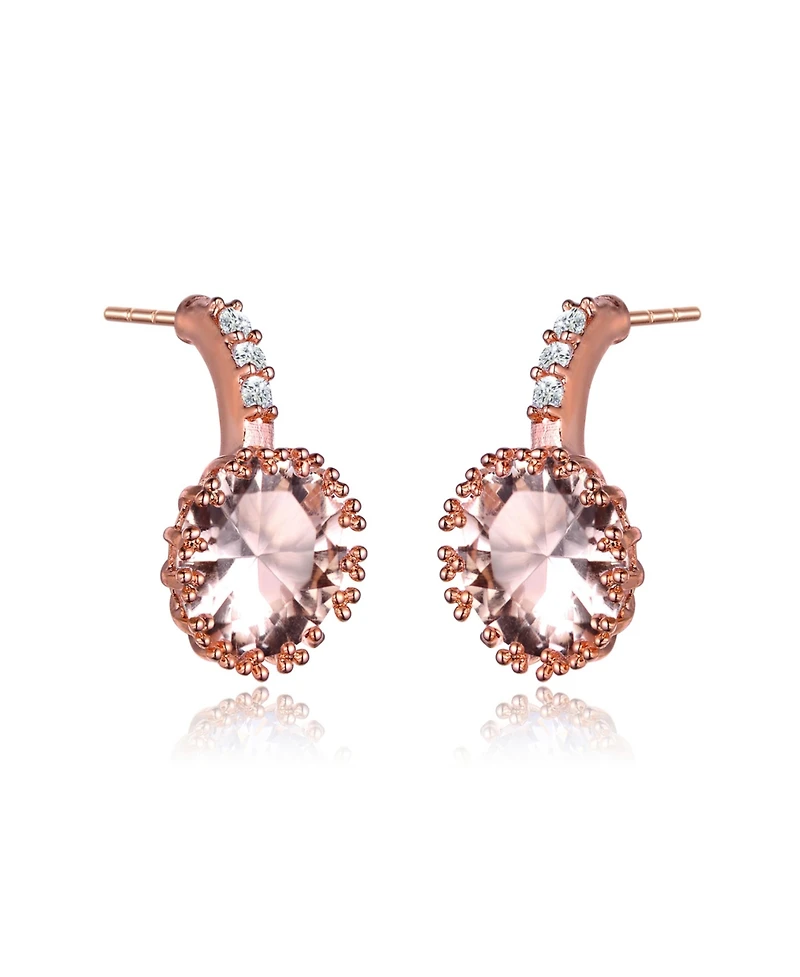 Sterling Silver Cubic Zirconia Solitaire Triple Prong Drop Earrings