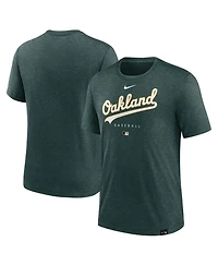 Men's Nike Heather Green Oakland Athletics Authentic Collection Early Work Tri-Blend Performance T-shirt