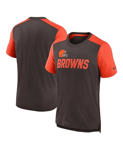 Men's Nike Heathered Brown, Orange Cleveland Browns Color Block Team Name T-shirt