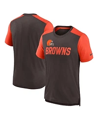 Men's Nike Heathered Brown, Orange Cleveland Browns Color Block Team Name T-shirt
