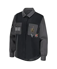 Women's Wear by Erin Andrews Black, Gray Vegas Golden Knights Colorblock Button-Up Shirt Jacket