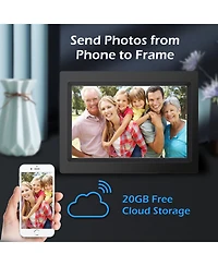 Alpha Digital 10in Cloud Photo Frame,KS1016, 20GB Cloud Storage, Battery/App Support