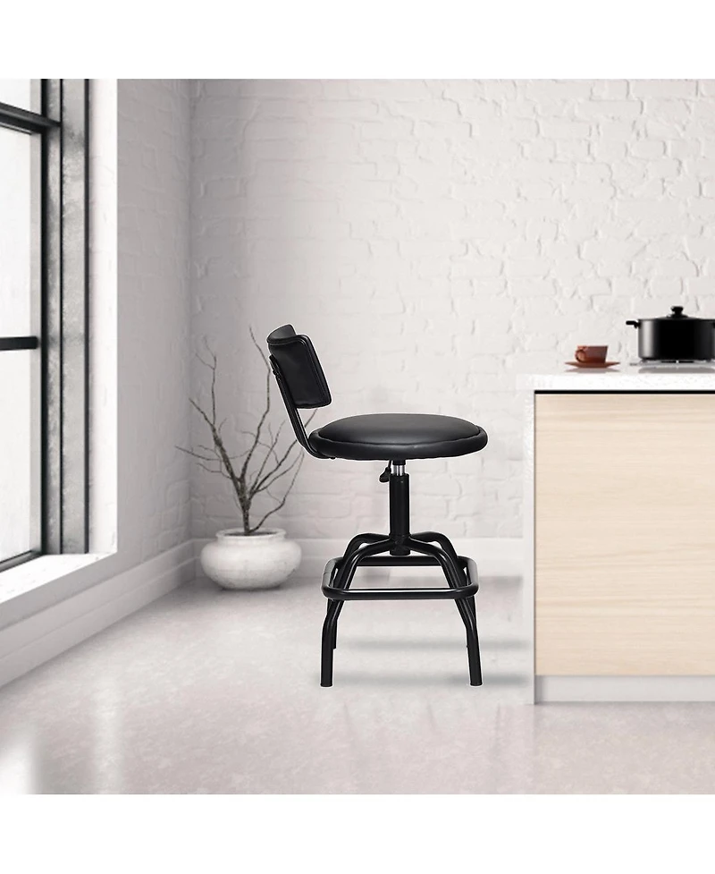 Adjustable Swivel Bar Stool Pu Leather Steel Frame Chair