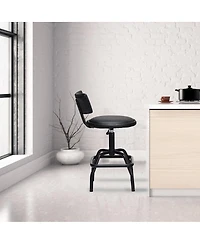 Adjustable Swivel Bar Stool Pu Leather Steel Frame Chair