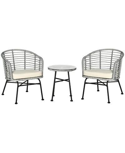 Outsunny 3pc Patio Bistro Set, Pe Rat Barrel Chairs & Table,