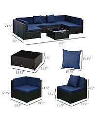 Outsunny 7pc Sectional Wicker Patio