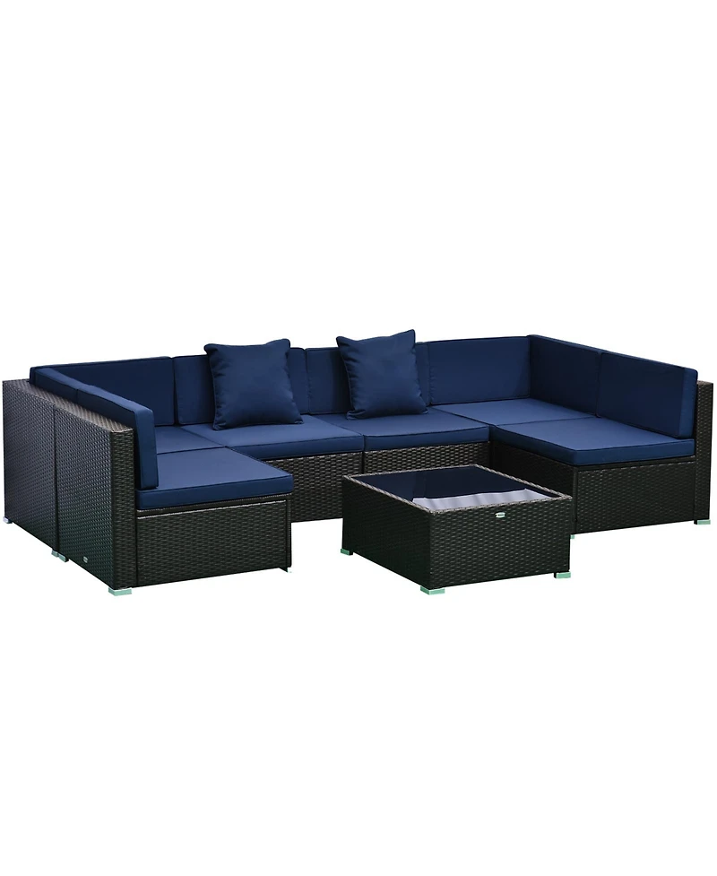 Outsunny 7pc Sectional Wicker Patio