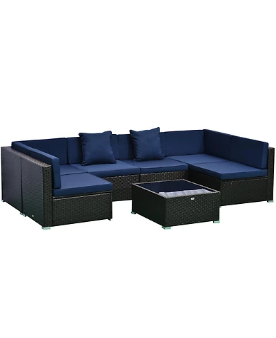 Outsunny 7pc Sectional Wicker Patio