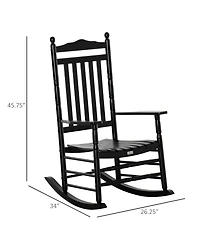 Outsunny Wooden Rocking Chair for Porch, Indoor/Outdoor