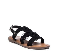 Women's Braided Strap Flat Sandals By Xti, Black