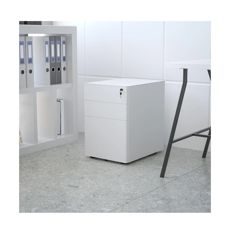 Emma+Oliver Modern 3-Drawer Mobile Locking Filing Cabinet Storage Organizer