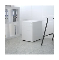 Emma+Oliver Modern 3-Drawer Mobile Locking Filing Cabinet Storage Organizer