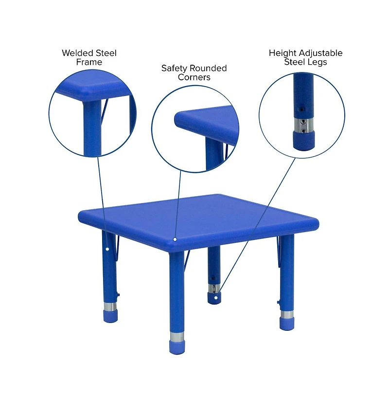 Emma+Oliver 24" Square Plastic Height Adjustable Activity Table