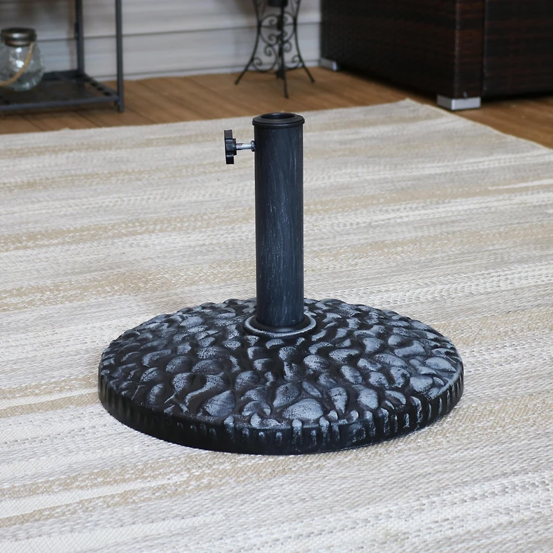 18-Inch Diameter Pebble Texture Resin Patio Umbrella Base - Gray Finish - 1.5- to 2-Inch Pole Diameter