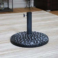 18-Inch Diameter Pebble Texture Resin Patio Umbrella Base - Gray Finish - 1.5- to 2-Inch Pole Diameter