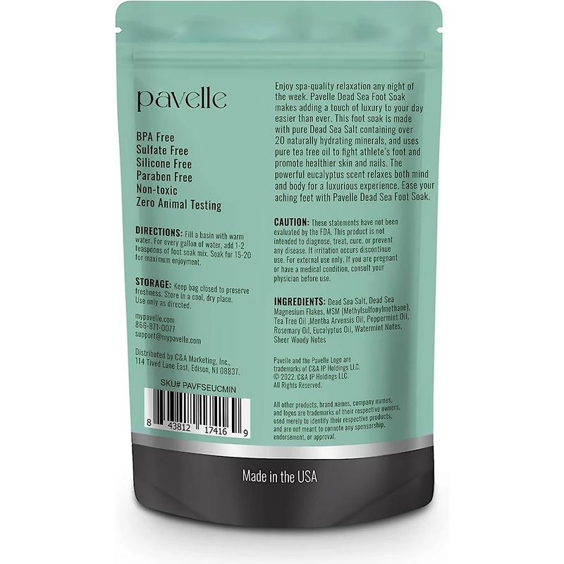 Pavelle Foot Salts for Foot Bath, Dead Sea Salt Spa, Garden Mist