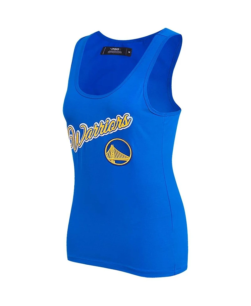 Women's Pro Standard Royal Golden State Warriors Script Tank Top