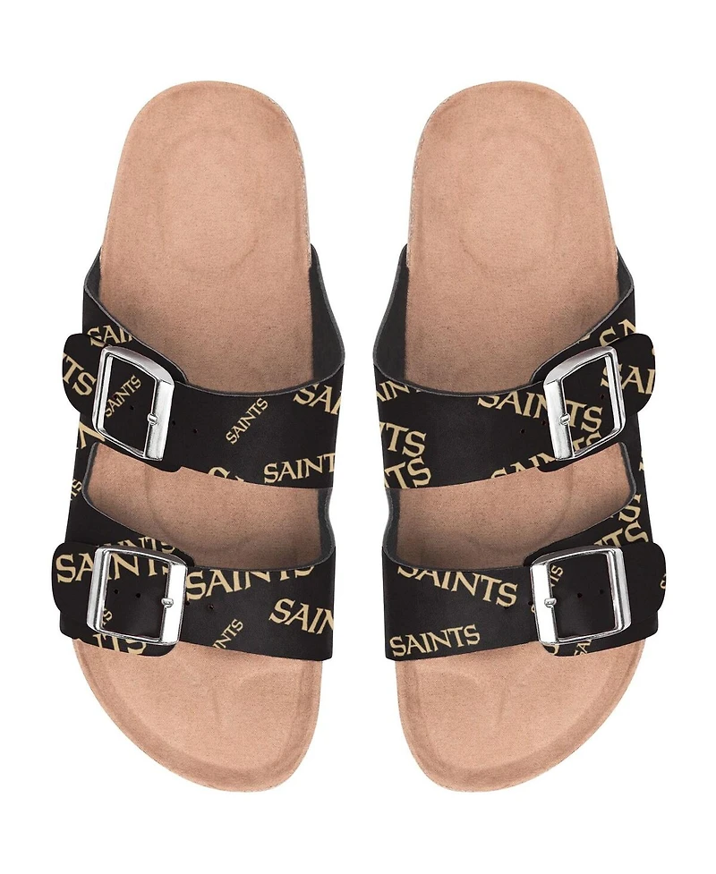 Women's Foco New Orleans Saints Mini Print Double-Buckle Sandals