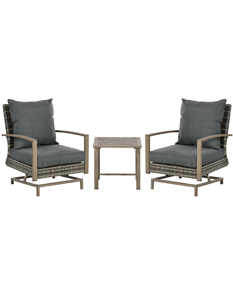Outsunny Patio Bistro Set with Rocking Chairs, Dark