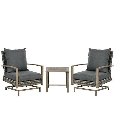 Outsunny Patio Bistro Set with Rocking Chairs, Dark