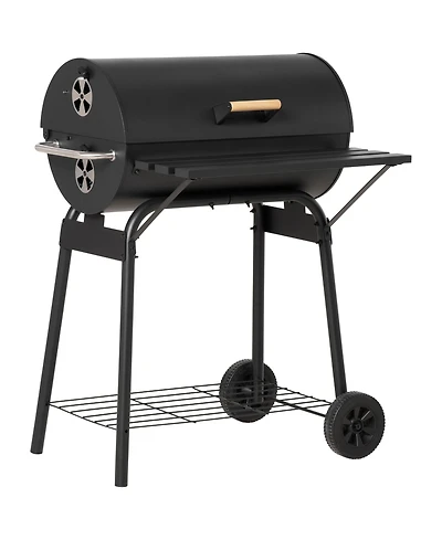 Outsunny 30" Portable Charcoal Bbq Grill with Storage Shelf and Wheels