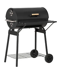 Outsunny 30" Portable Charcoal Bbq Grill with Storage Shelf and Wheels