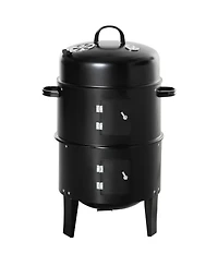 Outsunny 3-In-1 Outdoor Charcoal Bbq Smoker and Grill with 2 Cooking Racks