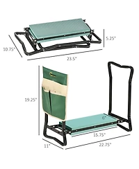 Outsunny Garden Kneeler Seat Stool Bench Kneeling Pad and 1 Large Side Tool Pouch & Easy Folding Design for Transport & Storage